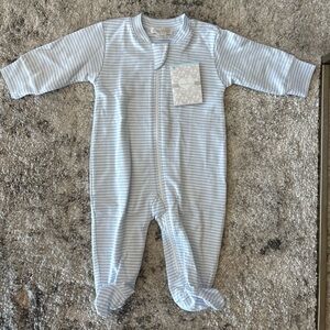KISSY KISSY Baby's Striped Cotton Footie LIGHT BLUE , 0-3 Months
